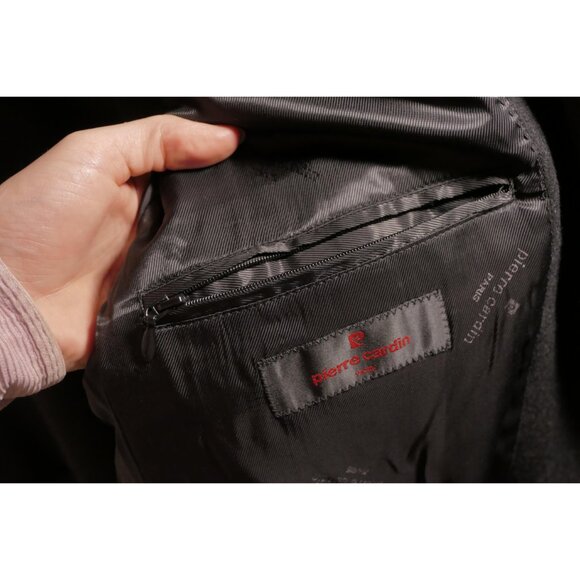 Pierre Cardin Black Cashmere Wool Trench Coat (Size 52R) - Picture 7 of 13